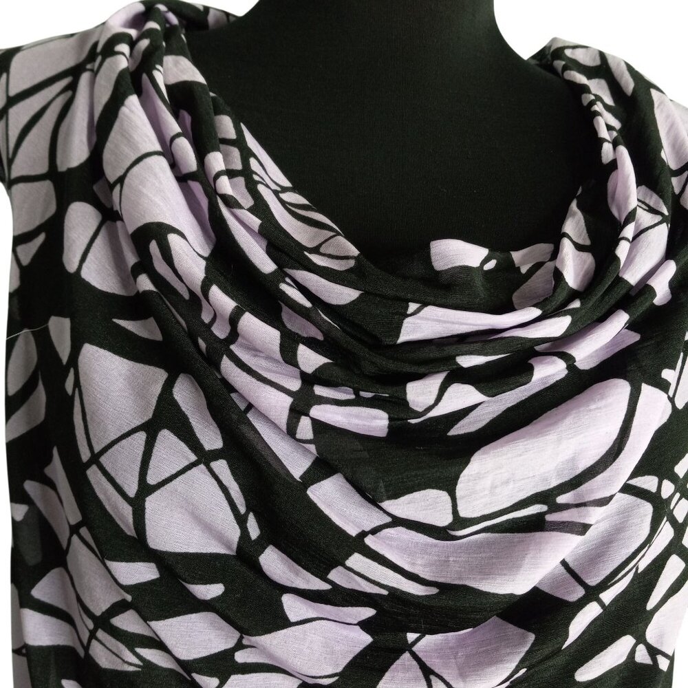 Dana Buchman L Top Womens Sleeveless Cowl Neck Black Lavender Abstract Print - Picture 5 of 9
